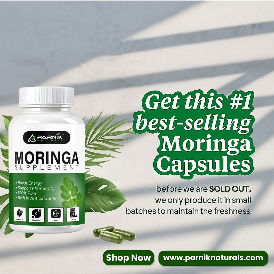 Parnik Naturals Moringa Capsules 60 – Ayurvedic Vegan Herbal Supplement for Immunity, Energy, Detox & Weight Loss