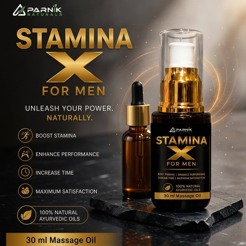 Parnik Naturals Stamina X Oil for Men | Premium Ayurvedic Herbal Massage Oil | Traditional Herbal Massage Formula | Natural Personal Care Oil | 30ml