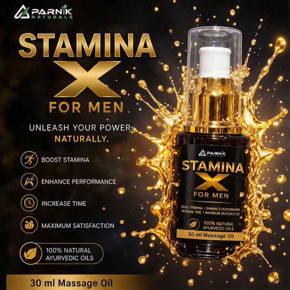 Parnik Naturals Stamina X Oil for Men | Premium Ayurvedic Herbal Massage Oil | Traditional Herbal Massage Formula | Natural Personal Care Oil | 30ml