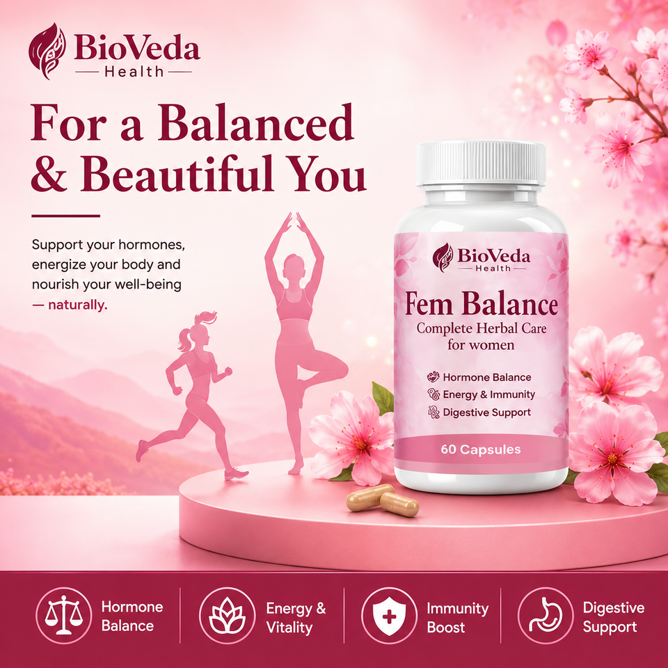 BioVeda Health Fem Balance – Natural Women's Wellness Support for Hormonal Balance, Energy &amp; Daily Vitality