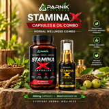Parnik Naturals Stamina X Wellness Combo for Men | Ayurvedic-Inspired Herbal Capsules & 30ml Massage Oil | Daily Herbal Wellness Routine