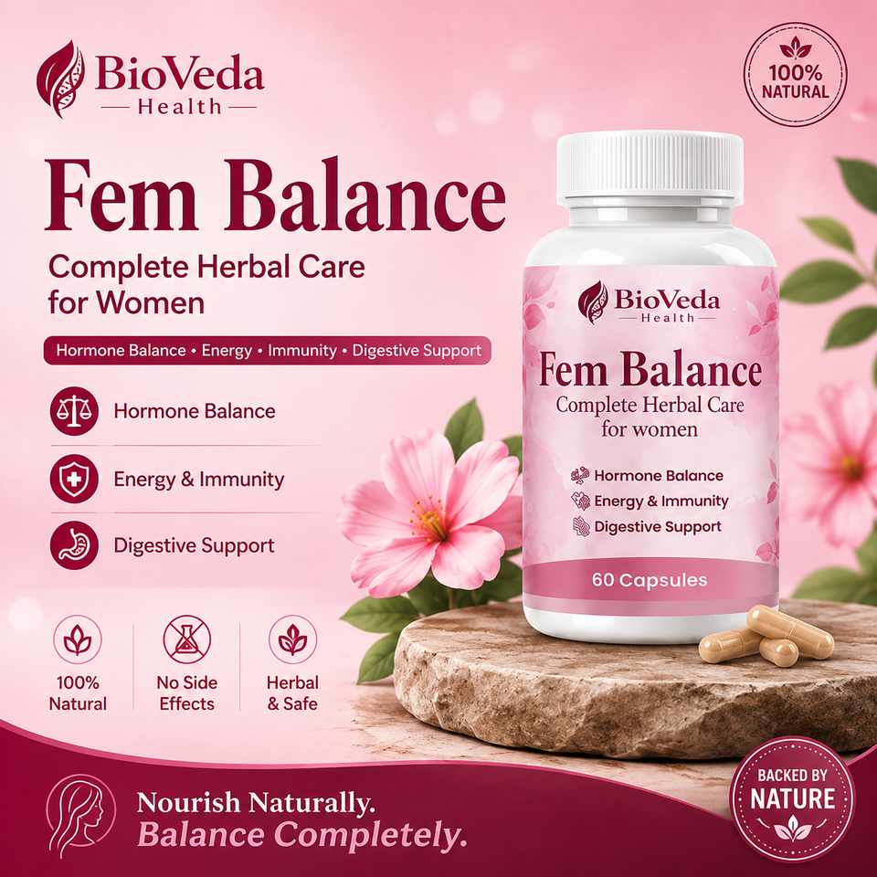 BioVeda Health Fem Balance – Natural Women's Wellness Support for Hormonal Balance, Energy &amp; Daily Vitality