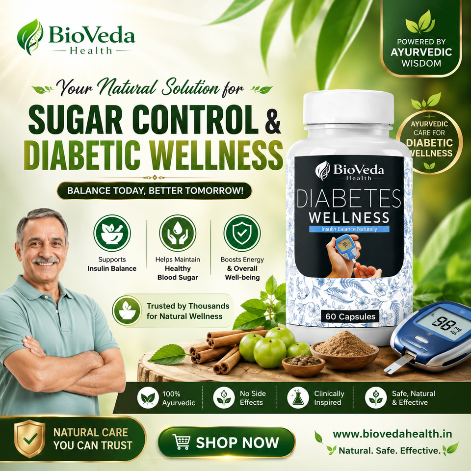 BioVeda Health Diabetes Wellness Capsules – Natural Herbal Support for Healthy Blood Sugar & Everyday Wellness