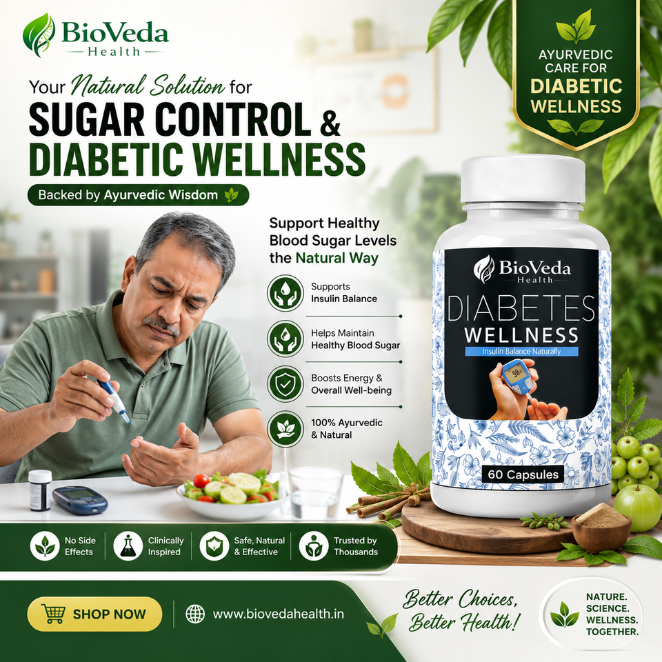 BioVeda Health Diabetes Wellness Capsules – Natural Herbal Support for Healthy Blood Sugar & Everyday Wellness