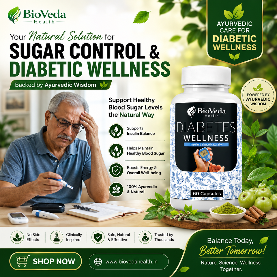 BioVeda Health Diabetes Wellness Capsules – Natural Herbal Support for Healthy Blood Sugar & Everyday Wellness
