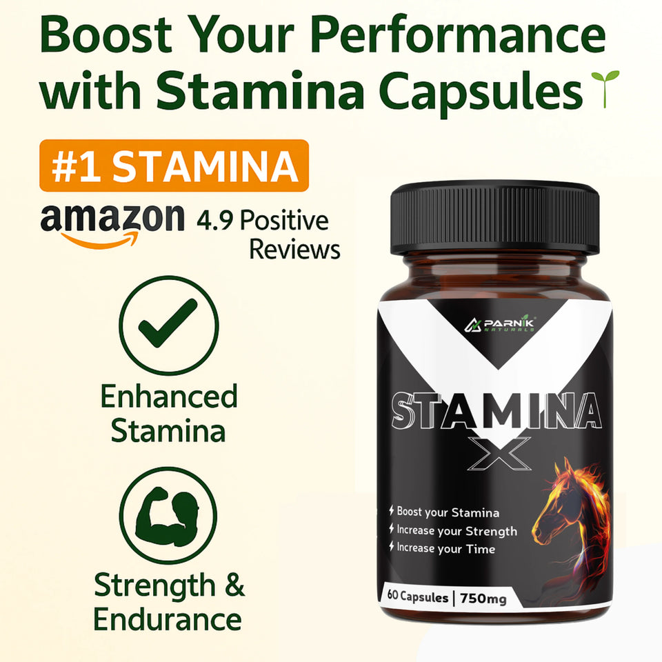 Parnik Naturals Stamina+ for Men 750mg | Energy, Strength & Testosterone Booster – 60 Capsules