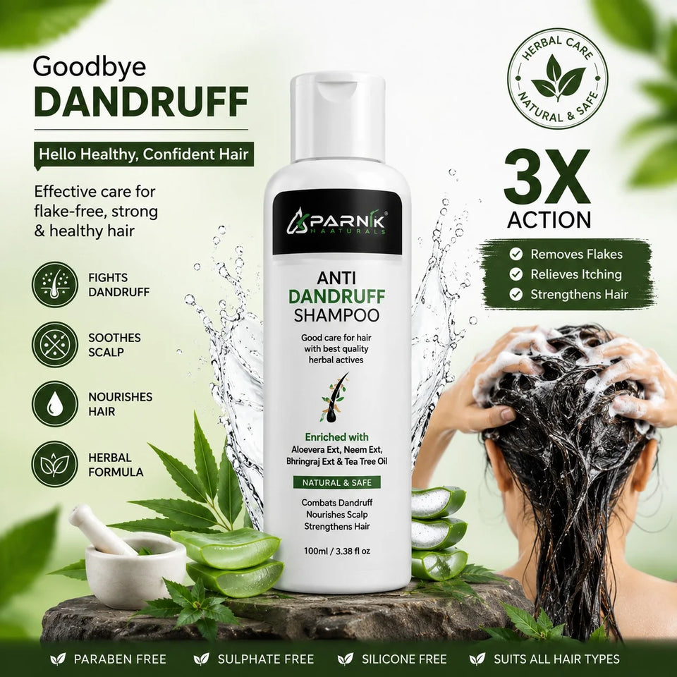 Parnik Naturals Anti-Dandruff Shampoo | 100% Flake Reduction & Scalp Hydration | Dermatologically Tested 120ml
