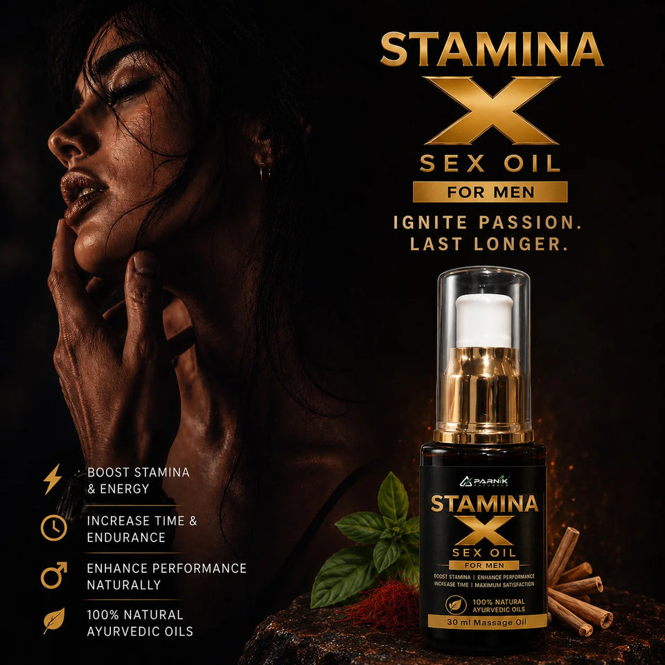 Parnik Naturals Stamina X Oil for Men – Premium Ayurvedic Herbal Massage Oil for Daily Wellness & Relaxation | Natural Formula | 30ml