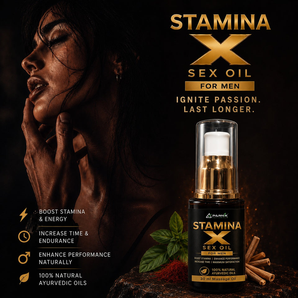 Parnik Naturals Stamina X Oil for Men – Premium Ayurvedic Herbal Massage Oil for Daily Wellness & Relaxation | Natural Formula | 30ml