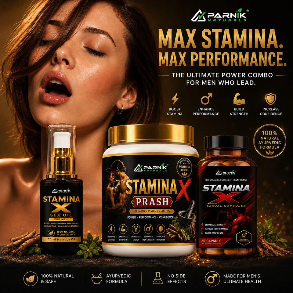 Parnik Naturals Ultimate Men's Wellness Combo | Stamina X Prash, Capsules, Massage Oil & Vacuum Pump