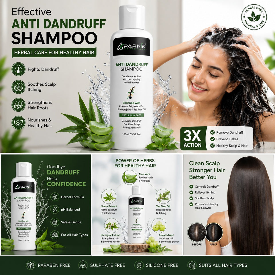 Parnik Naturals Anti-Dandruff Shampoo | 100% Flake Reduction & Scalp Hydration | Dermatologically Tested 120ml