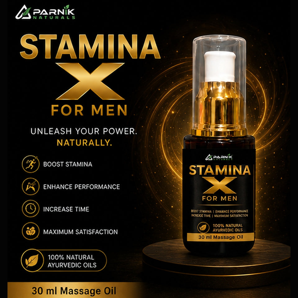 Parnik Naturals Stamina X Oil for Men | Premium Ayurvedic Herbal Massage Oil | Traditional Herbal Massage Formula | Natural Personal Care Oil | 30ml